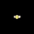Silver ring with textured band with a glowing yellow stone