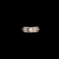 White Buffalo Stone set in Patterned Sterling Silver Ring
