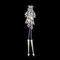 Silver bolo tie with Hopi design on a black background