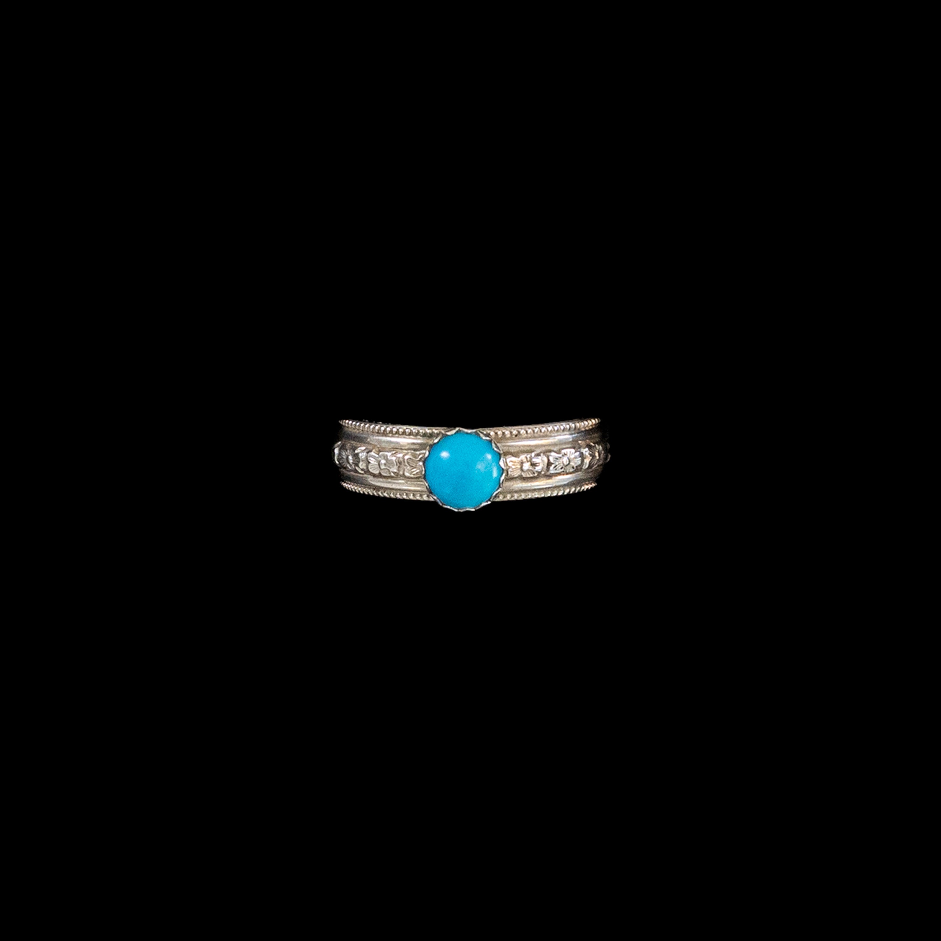 Navajo Sterling Silver Ring with Fox Turquoise