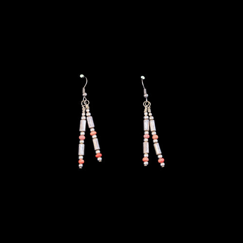 Navajo earrings made of silver and coral by Will Wauneka