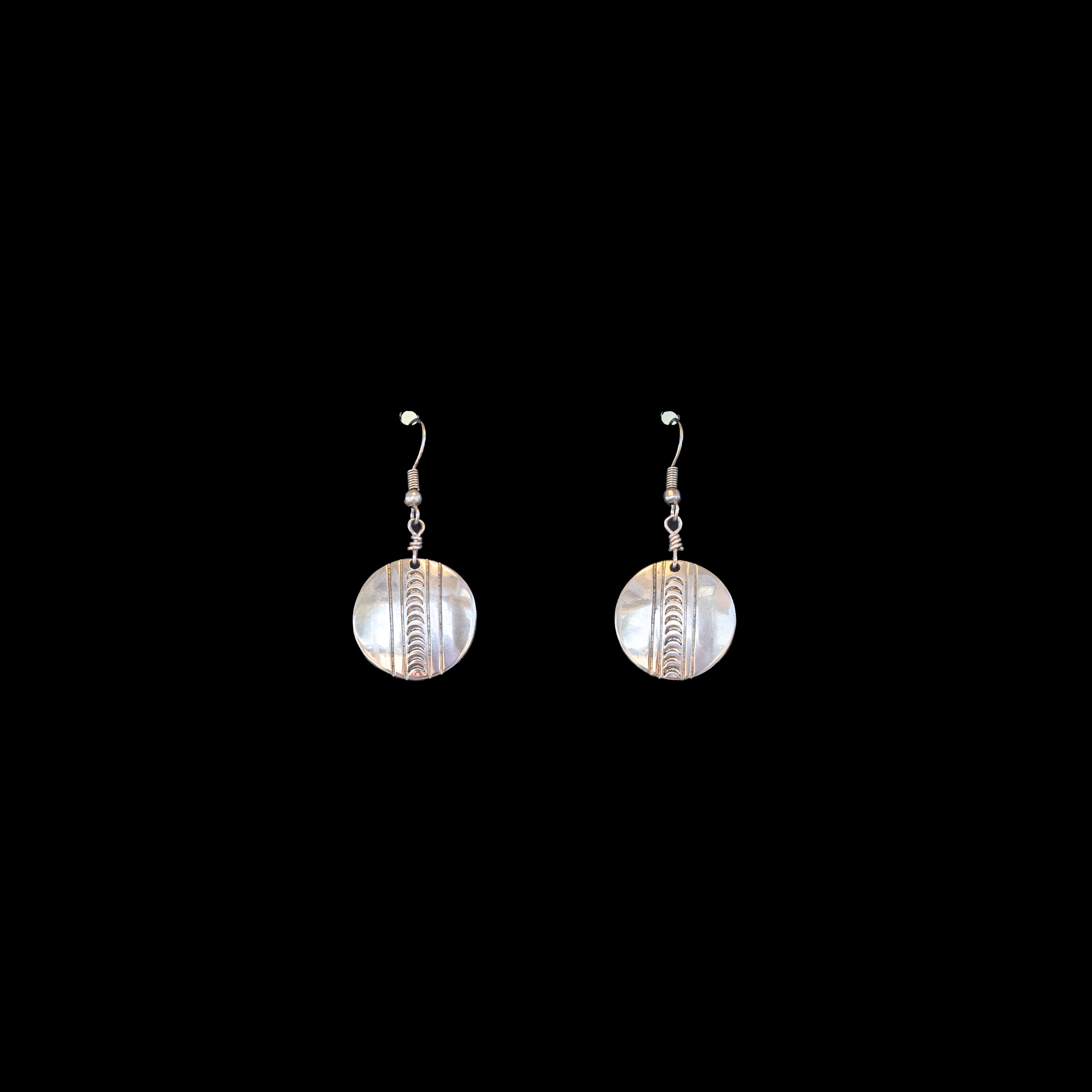 Sterling Silver Navajo Earrings with Stamped Design