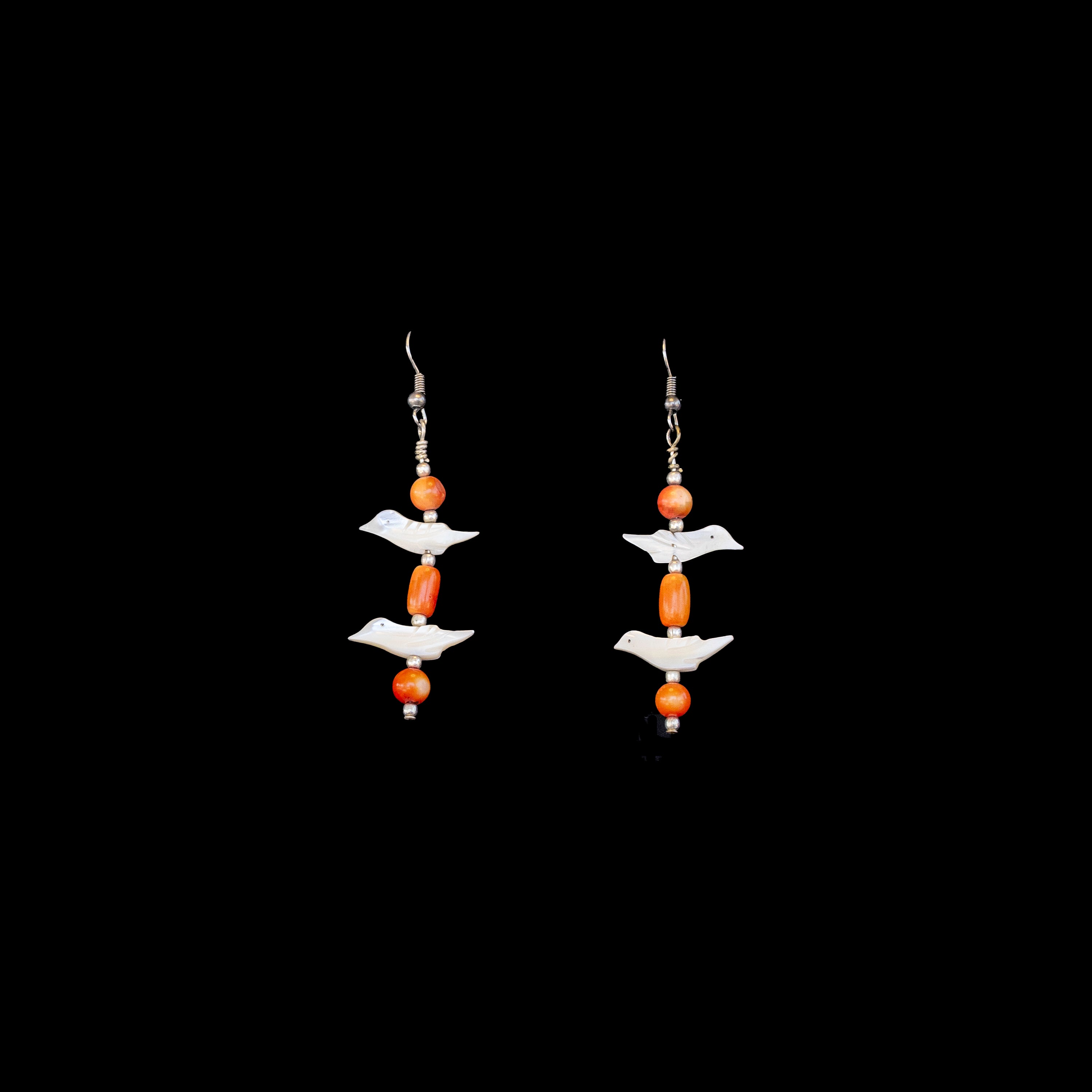 Coral and Mother-of-Pearl Dangle Earrings