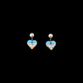 Heart-shaped Navajo earrings with turquoise and coral