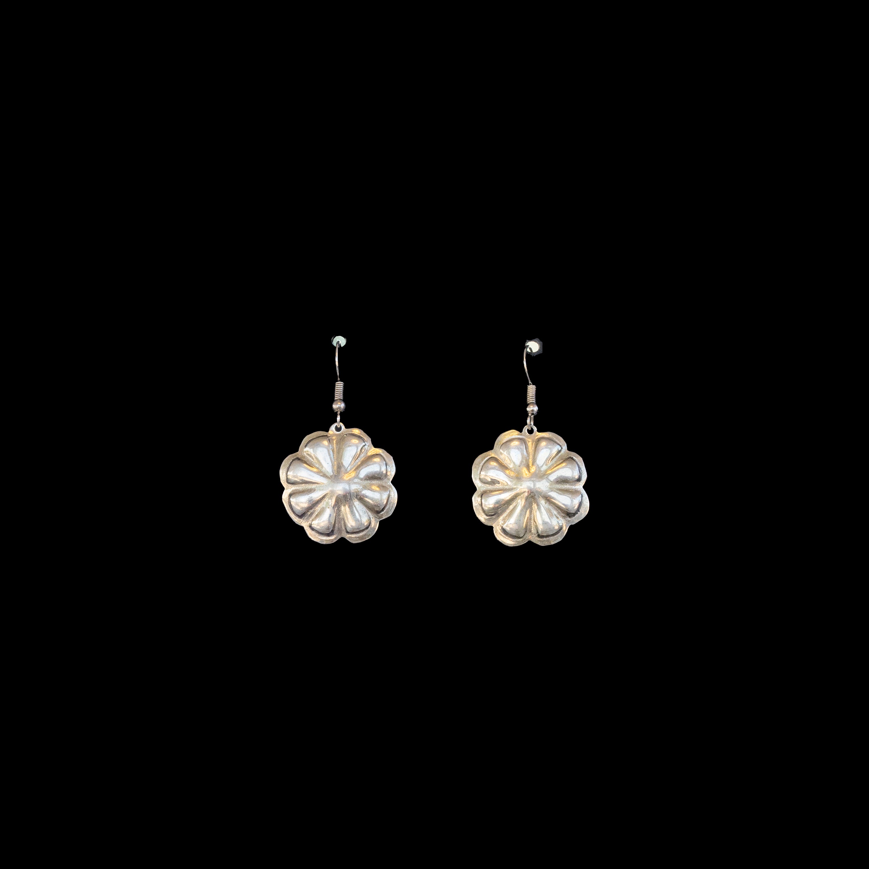Hand-stamped Sterling Silver Earrings, Navajo