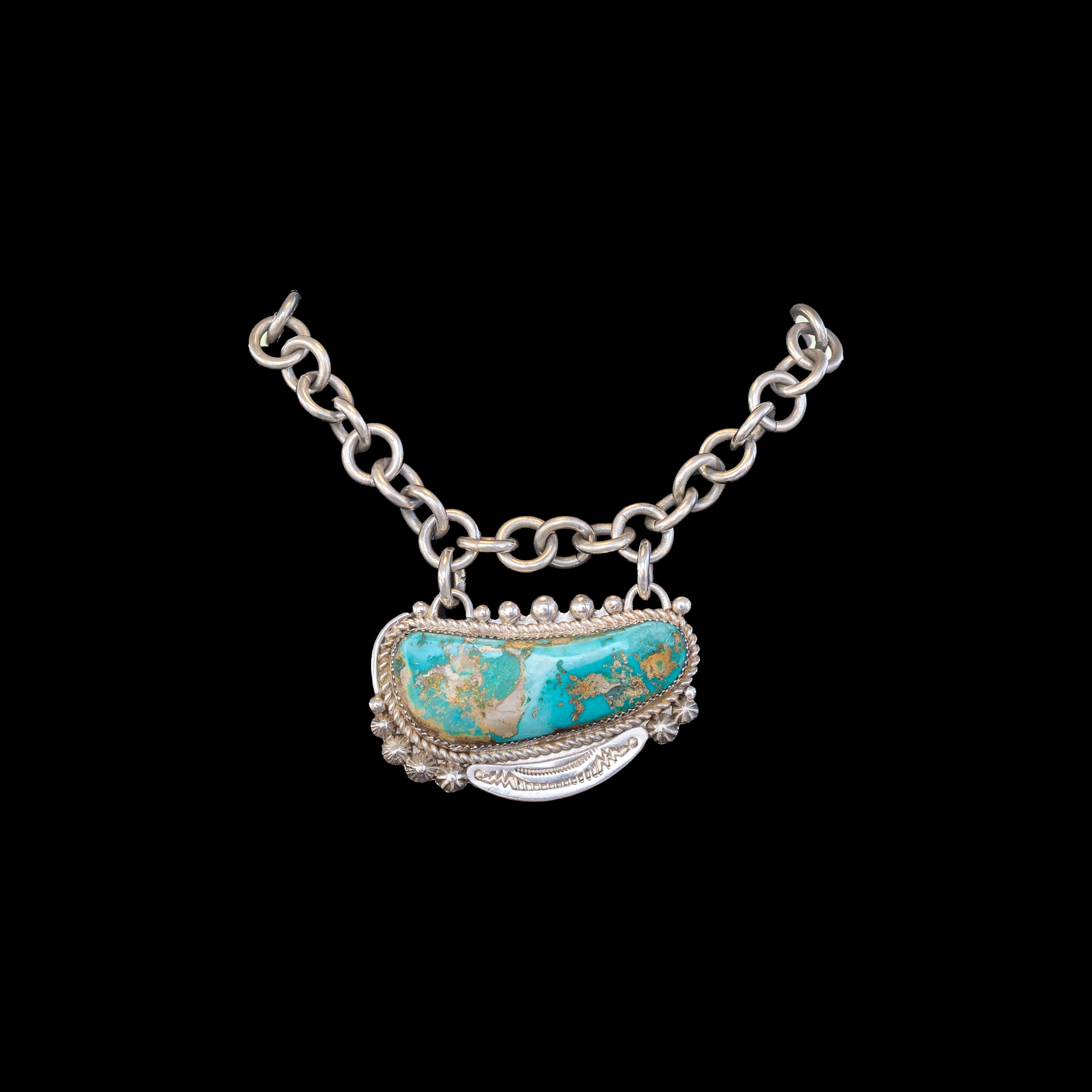 Royston turquoise showcased in sterling silver